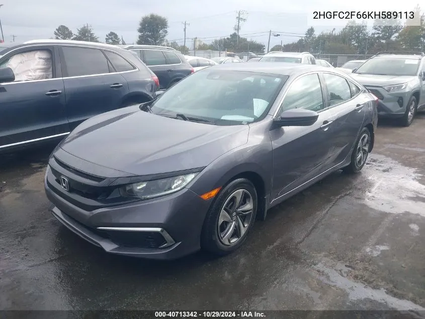 2019 Honda Civic Lx VIN: 2HGFC2F66KH589113 Lot: 40713342