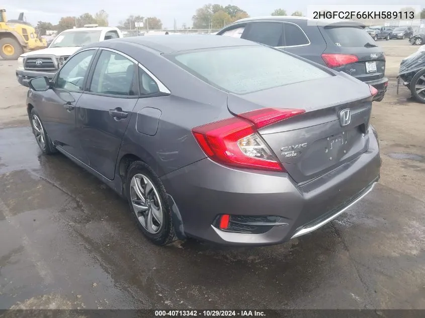 2019 Honda Civic Lx VIN: 2HGFC2F66KH589113 Lot: 40713342