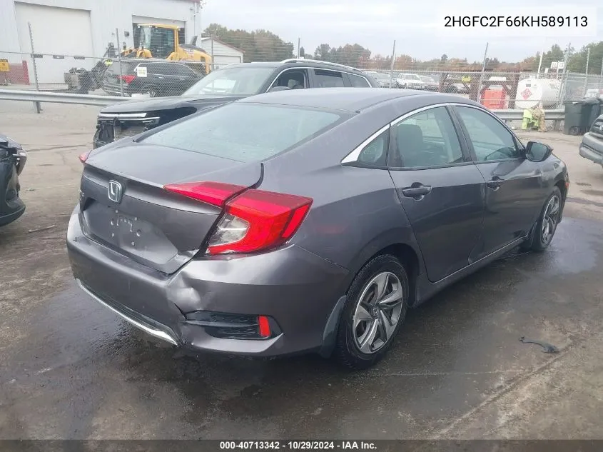 2019 Honda Civic Lx VIN: 2HGFC2F66KH589113 Lot: 40713342