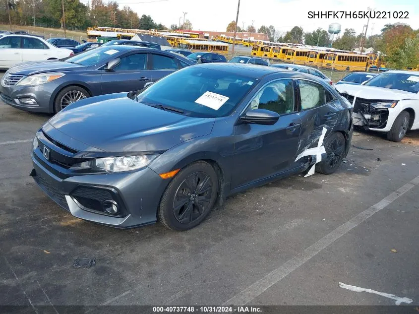 2019 Honda Civic Ex VIN: SHHFK7H65KU221022 Lot: 40737748