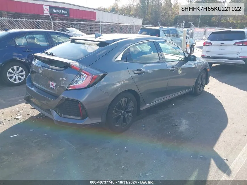 2019 Honda Civic Ex VIN: SHHFK7H65KU221022 Lot: 40737748