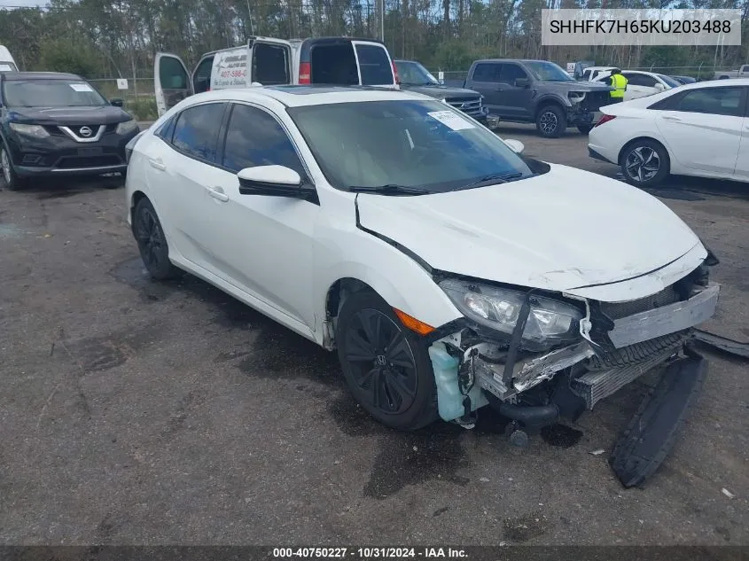 2019 Honda Civic Ex VIN: SHHFK7H65KU203488 Lot: 40750227