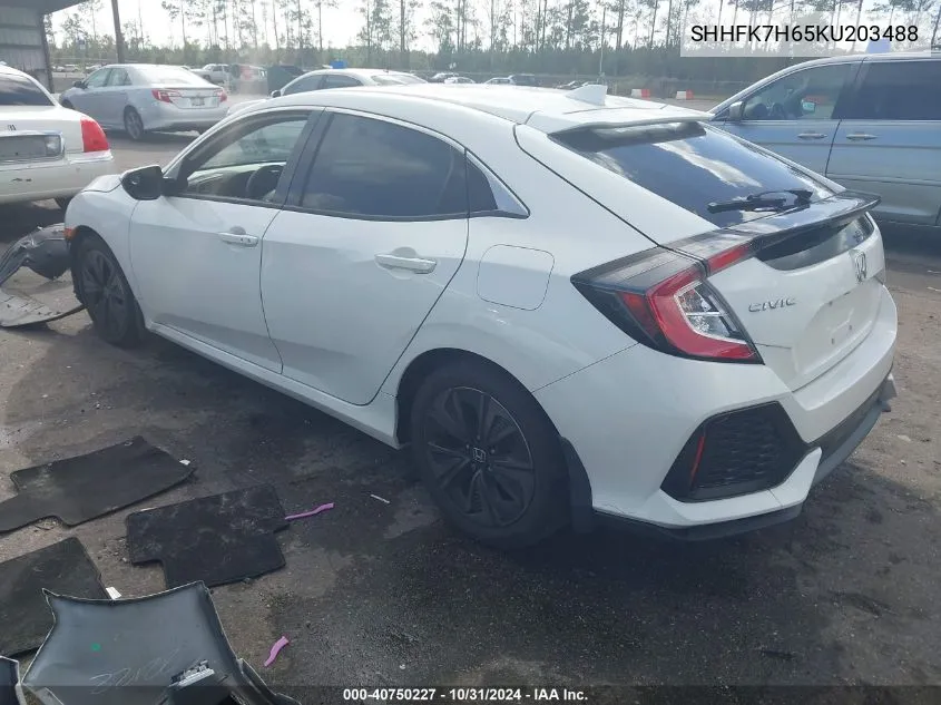 2019 Honda Civic Ex VIN: SHHFK7H65KU203488 Lot: 40750227