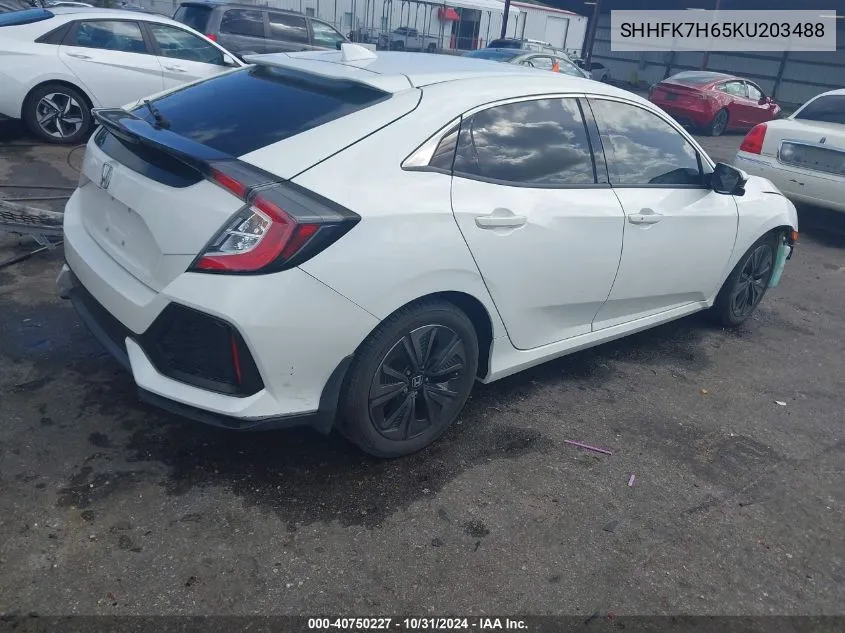 2019 Honda Civic Ex VIN: SHHFK7H65KU203488 Lot: 40750227