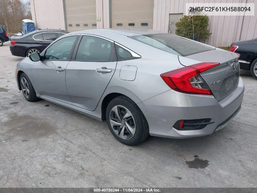 2019 Honda Civic Lx VIN: 2HGFC2F61KH588094 Lot: 40750244