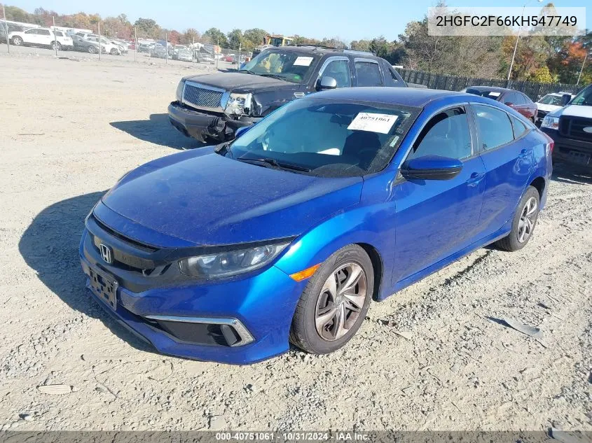 2019 Honda Civic Lx VIN: 2HGFC2F66KH547749 Lot: 40751061