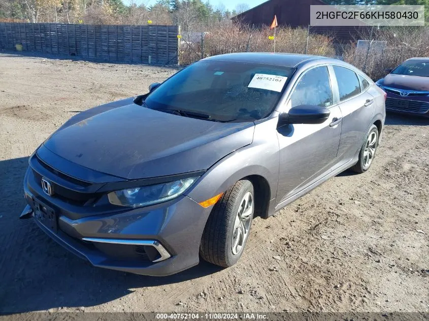 2019 Honda Civic Lx VIN: 2HGFC2F66KH580430 Lot: 40752104