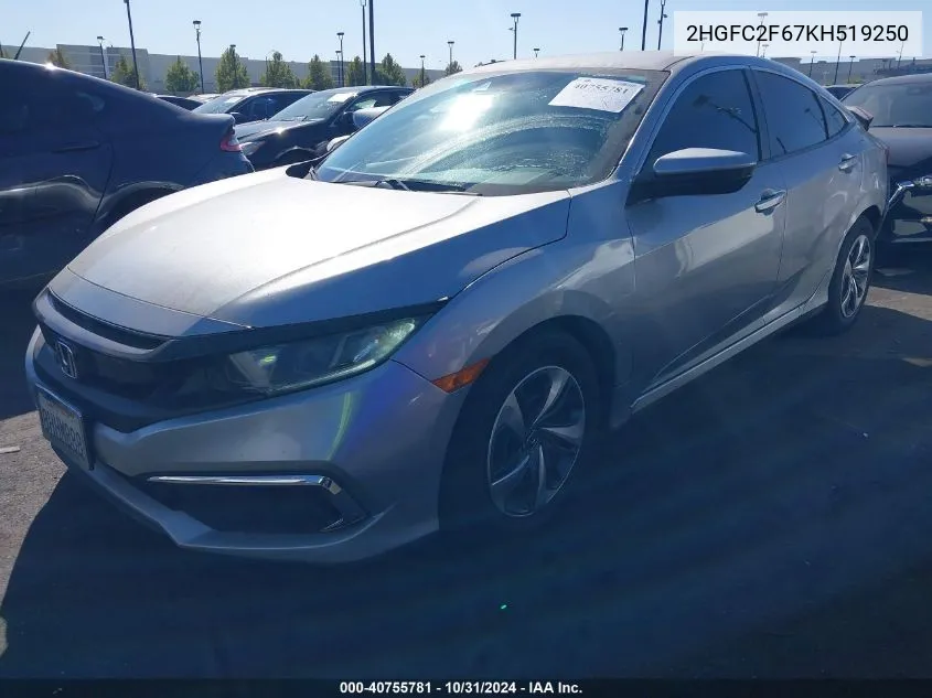 2HGFC2F67KH519250 2019 Honda Civic Lx