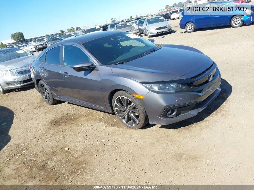 2HGFC2F89KH517937 2019 Honda Civic Sport