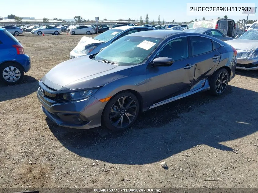 2HGFC2F89KH517937 2019 Honda Civic Sport