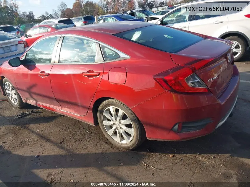 2019 Honda Civic Lx VIN: 19XFC2F66KE047052 Lot: 40763445