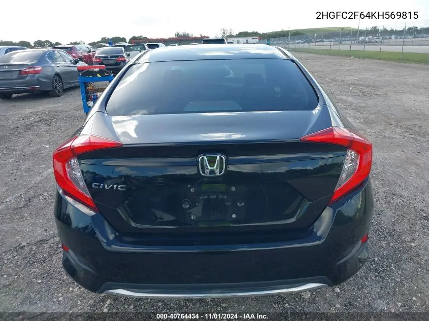 2019 Honda Civic Lx VIN: 2HGFC2F64KH569815 Lot: 40764434