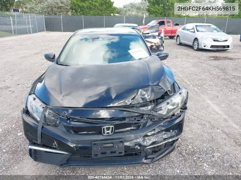 2019 Honda Civic Lx VIN: 2HGFC2F64KH569815 Lot: 40764434