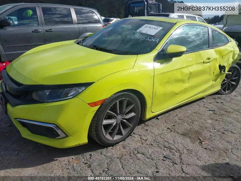 2019 Honda Civic Ex VIN: 2HGFC3B37KH355208 Lot: 40782201