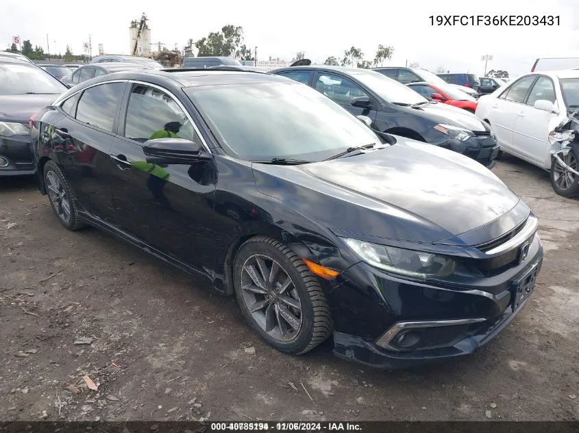 2019 Honda Civic Ex VIN: 19XFC1F36KE203431 Lot: 40785194