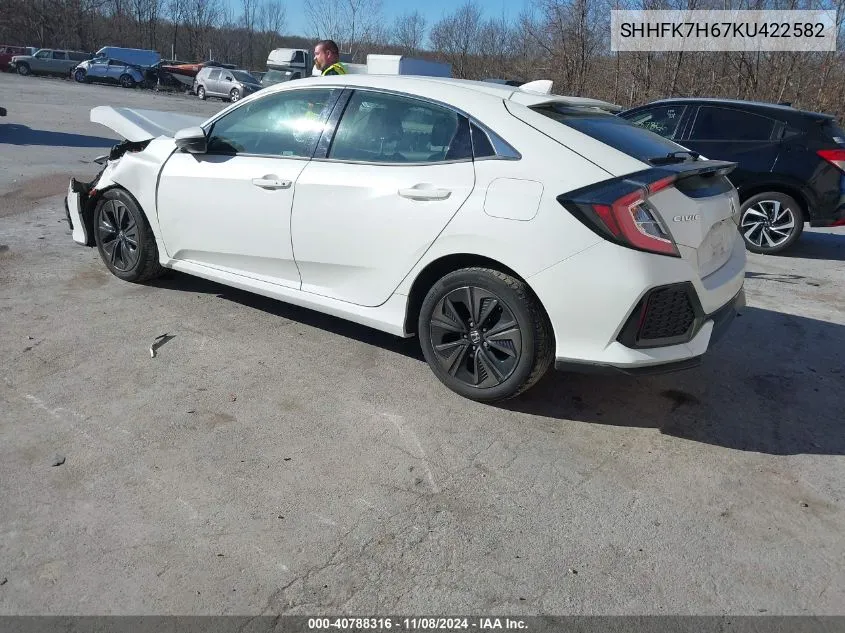 2019 Honda Civic Ex VIN: SHHFK7H67KU422582 Lot: 40788316