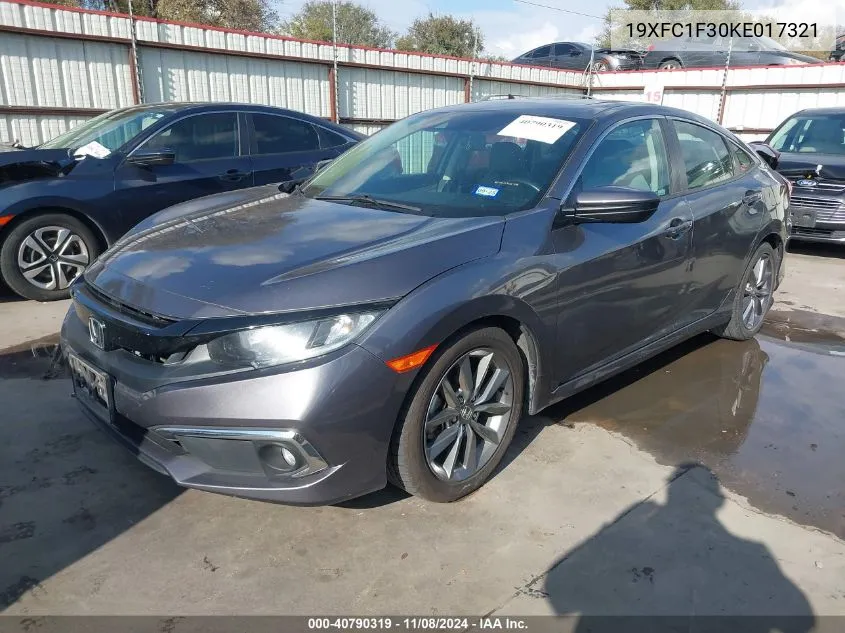 2019 Honda Civic Ex VIN: 19XFC1F30KE017321 Lot: 40790319