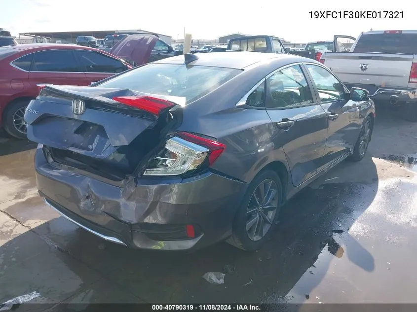 2019 Honda Civic Ex VIN: 19XFC1F30KE017321 Lot: 40790319