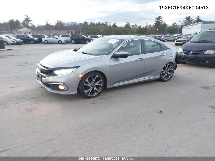 2019 Honda Civic Touring VIN: 19XFC1F94KE004513 Lot: 40790572