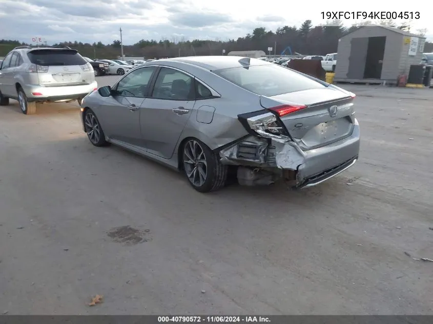 2019 Honda Civic Touring VIN: 19XFC1F94KE004513 Lot: 40790572