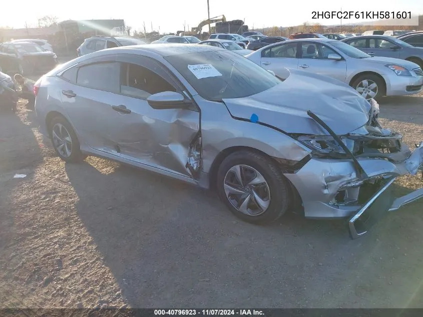 2019 Honda Civic Lx VIN: 2HGFC2F61KH581601 Lot: 40796923