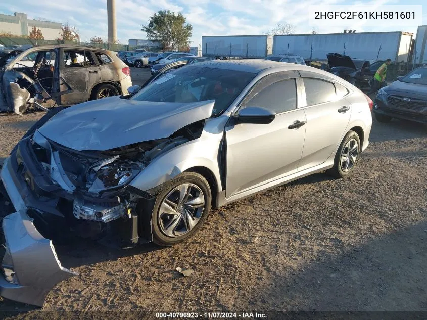 2019 Honda Civic Lx VIN: 2HGFC2F61KH581601 Lot: 40796923