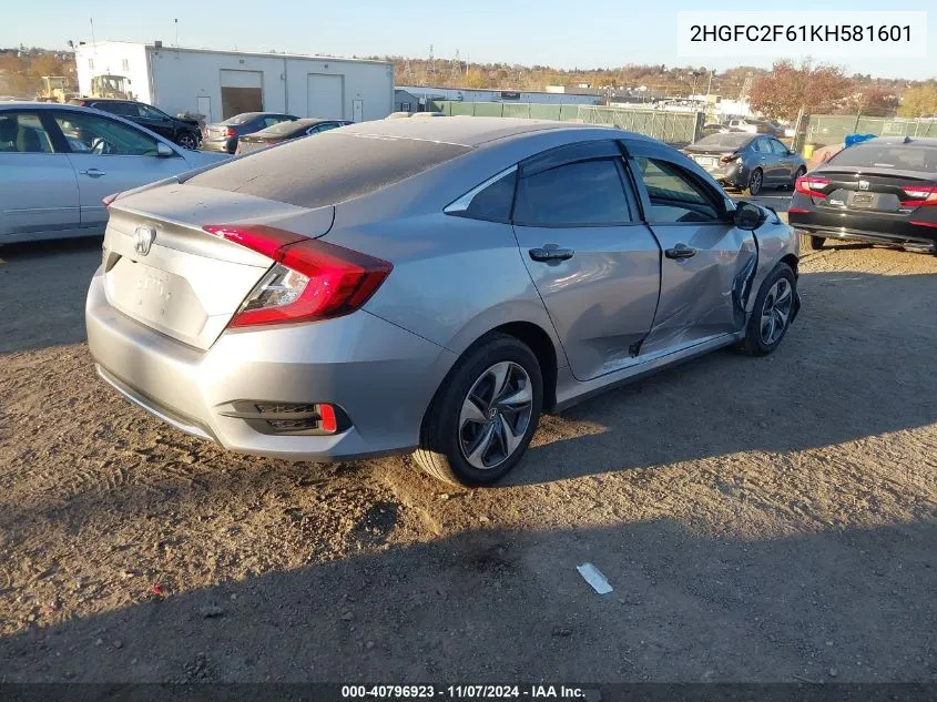 2019 Honda Civic Lx VIN: 2HGFC2F61KH581601 Lot: 40796923