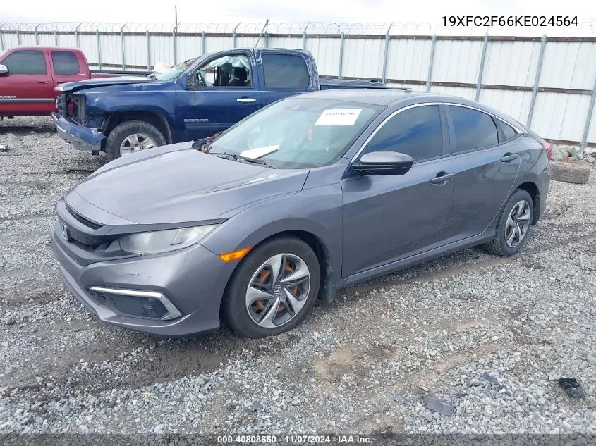 2019 Honda Civic Lx VIN: 19XFC2F66KE024564 Lot: 40808650