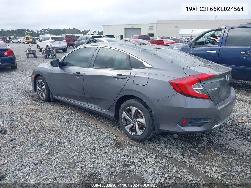 2019 Honda Civic Lx VIN: 19XFC2F66KE024564 Lot: 40808650