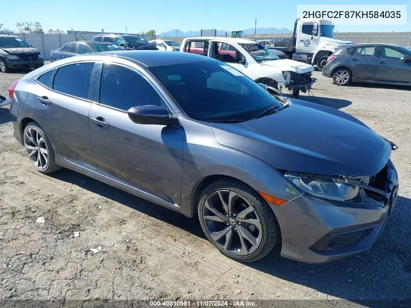 2019 Honda Civic Sport VIN: 2HGFC2F87KH584035 Lot: 40810991