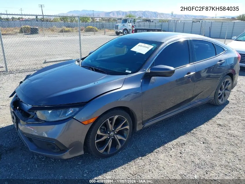 2019 Honda Civic Sport VIN: 2HGFC2F87KH584035 Lot: 40810991