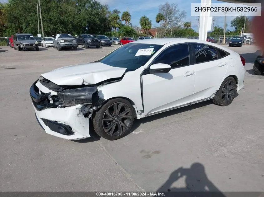 2019 Honda Civic Sport VIN: 2HGFC2F80KH582966 Lot: 40815795