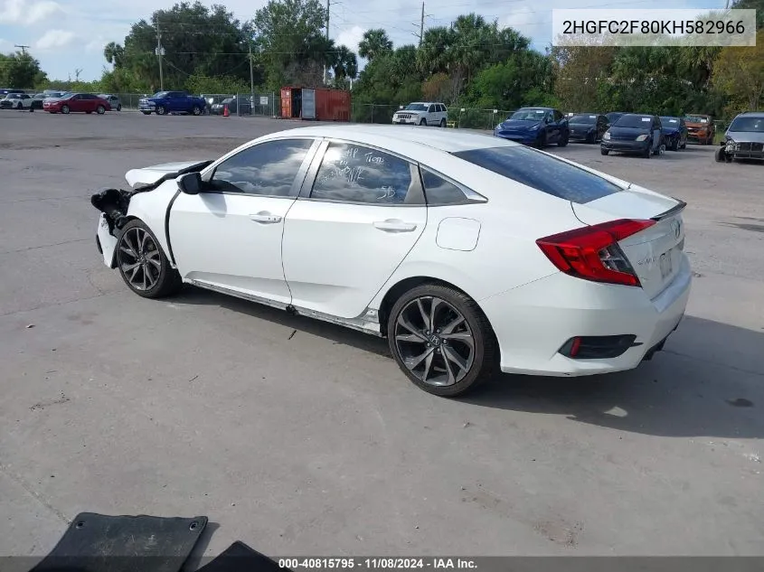 2019 Honda Civic Sport VIN: 2HGFC2F80KH582966 Lot: 40815795