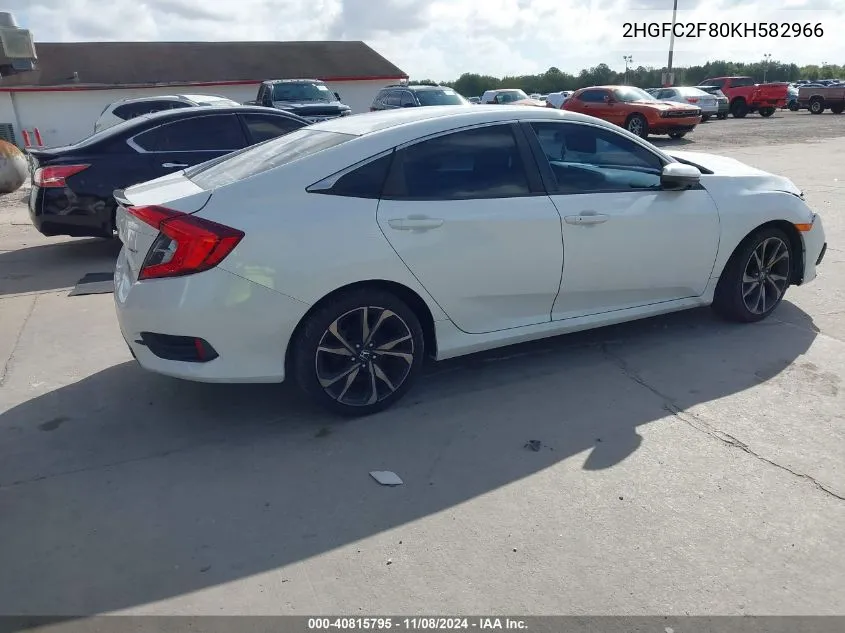 2019 Honda Civic Sport VIN: 2HGFC2F80KH582966 Lot: 40815795