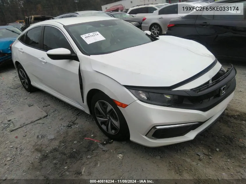 2019 Honda Civic Lx VIN: 19XFC2F65KE033174 Lot: 40816234