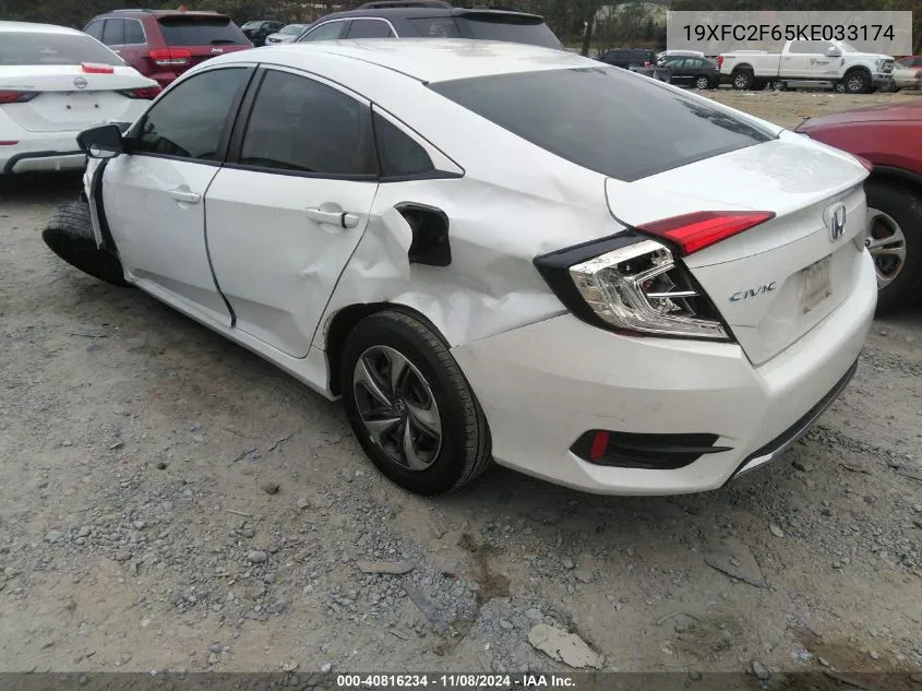 2019 Honda Civic Lx VIN: 19XFC2F65KE033174 Lot: 40816234