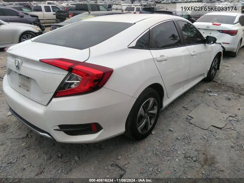 2019 Honda Civic Lx VIN: 19XFC2F65KE033174 Lot: 40816234