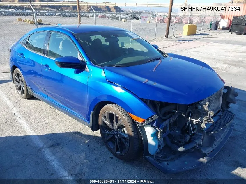 2019 Honda Civic Sport VIN: SHHFK7H49KU417334 Lot: 40820491