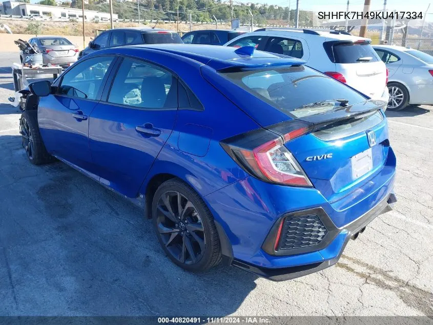 2019 Honda Civic Sport VIN: SHHFK7H49KU417334 Lot: 40820491