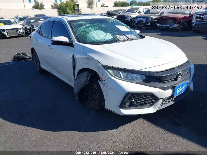 2019 Honda Civic Ex VIN: SHHFK7H68KU407492 Lot: 40821010