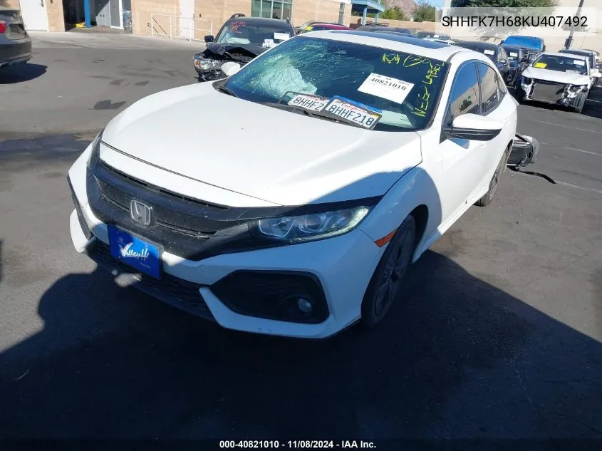 2019 Honda Civic Ex VIN: SHHFK7H68KU407492 Lot: 40821010