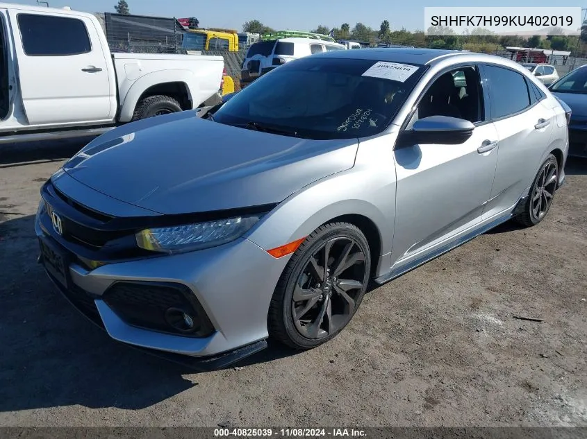 2019 Honda Civic Sport Touring VIN: SHHFK7H99KU402019 Lot: 40825039