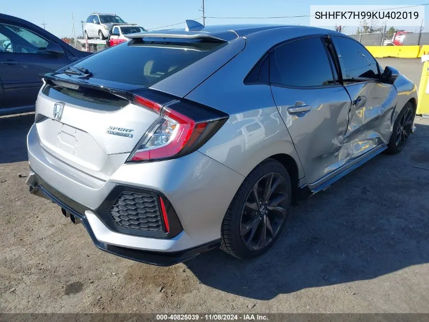 2019 Honda Civic Sport Touring VIN: SHHFK7H99KU402019 Lot: 40825039