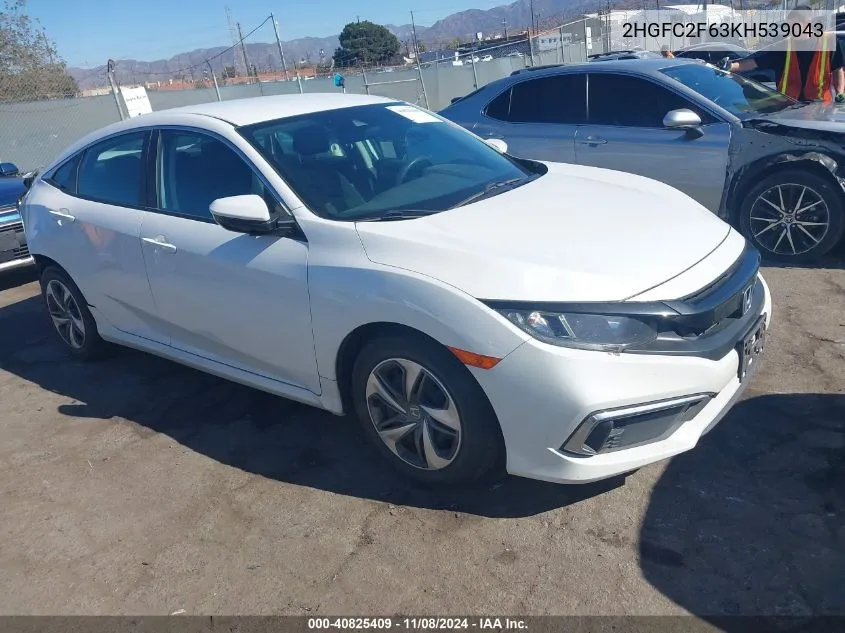 2019 Honda Civic Lx VIN: 2HGFC2F63KH539043 Lot: 40825409