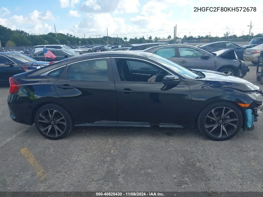 2019 Honda Civic Sport VIN: 2HGFC2F80KH572678 Lot: 40825430