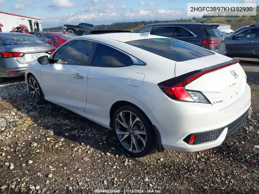 2019 Honda Civic Touring VIN: 2HGFC3B97KH352930 Lot: 40828548