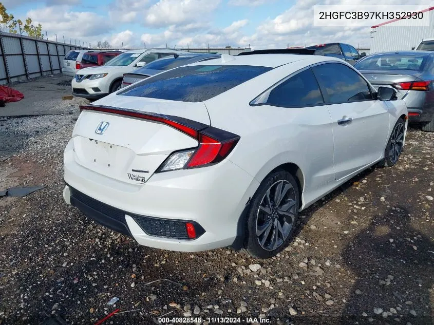 2019 Honda Civic Touring VIN: 2HGFC3B97KH352930 Lot: 40828548