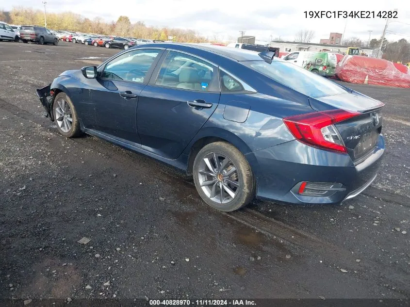 2019 Honda Civic Ex VIN: 19XFC1F34KE214282 Lot: 40828970