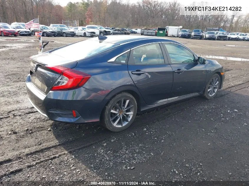 2019 Honda Civic Ex VIN: 19XFC1F34KE214282 Lot: 40828970