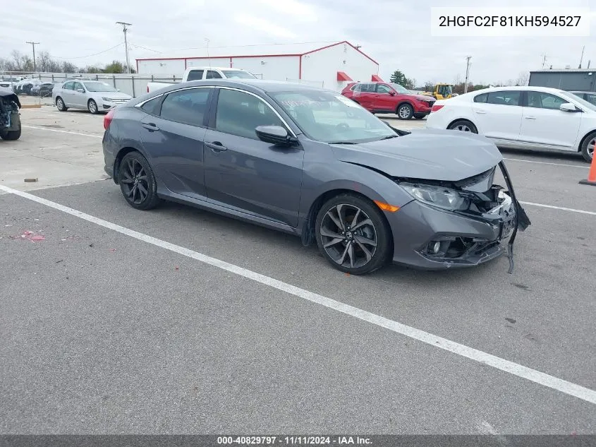 2019 Honda Civic Sport VIN: 2HGFC2F81KH594527 Lot: 40829797